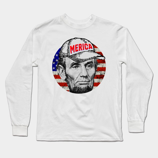 Abraham Lincoln -  MERICA Long Sleeve T-Shirt by LAKOSH